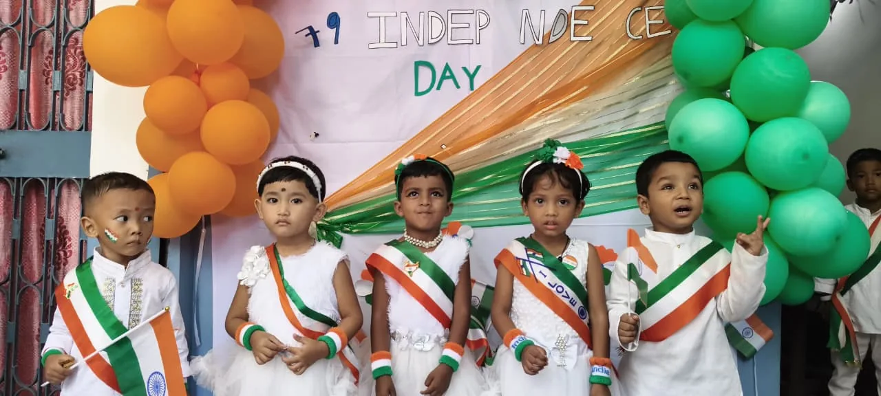 MGM pupils dressed for an Independence Day school celebration